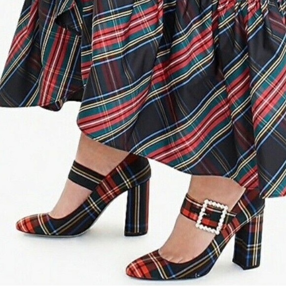 JCrew Mary Jane Tartan Heels with Glitter Sole 5.5 - Picture 3 of 3